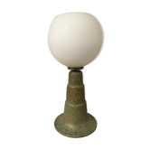 Art Deco style foot lamp in metal and white opaline