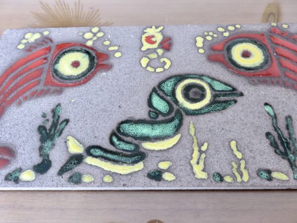 Plaque moderniste en lave émaillée, 1960