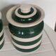 Paire de pots collector anglais Cornishware rayures vertes années 60