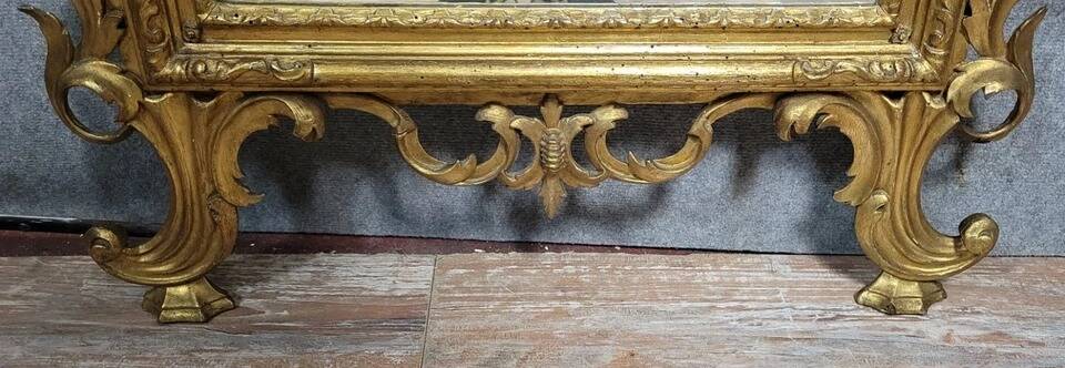 Very large Louis XV Venetian mirror in gilded wood circa 1900