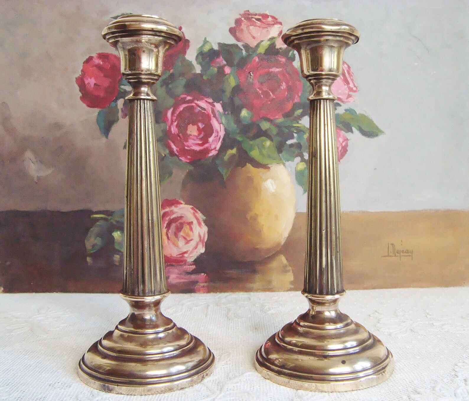 Pair of very old brass candlesticks