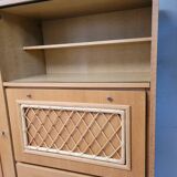 Wooden and rattan chest of drawers, 1960s