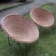 Paire de chaises pod en bambou et fer du milieu du siècle, années 1960