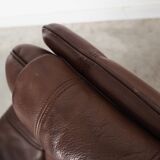 Fauteuil en cuir marron, design suisse, années 1970, fabrication : De Sede