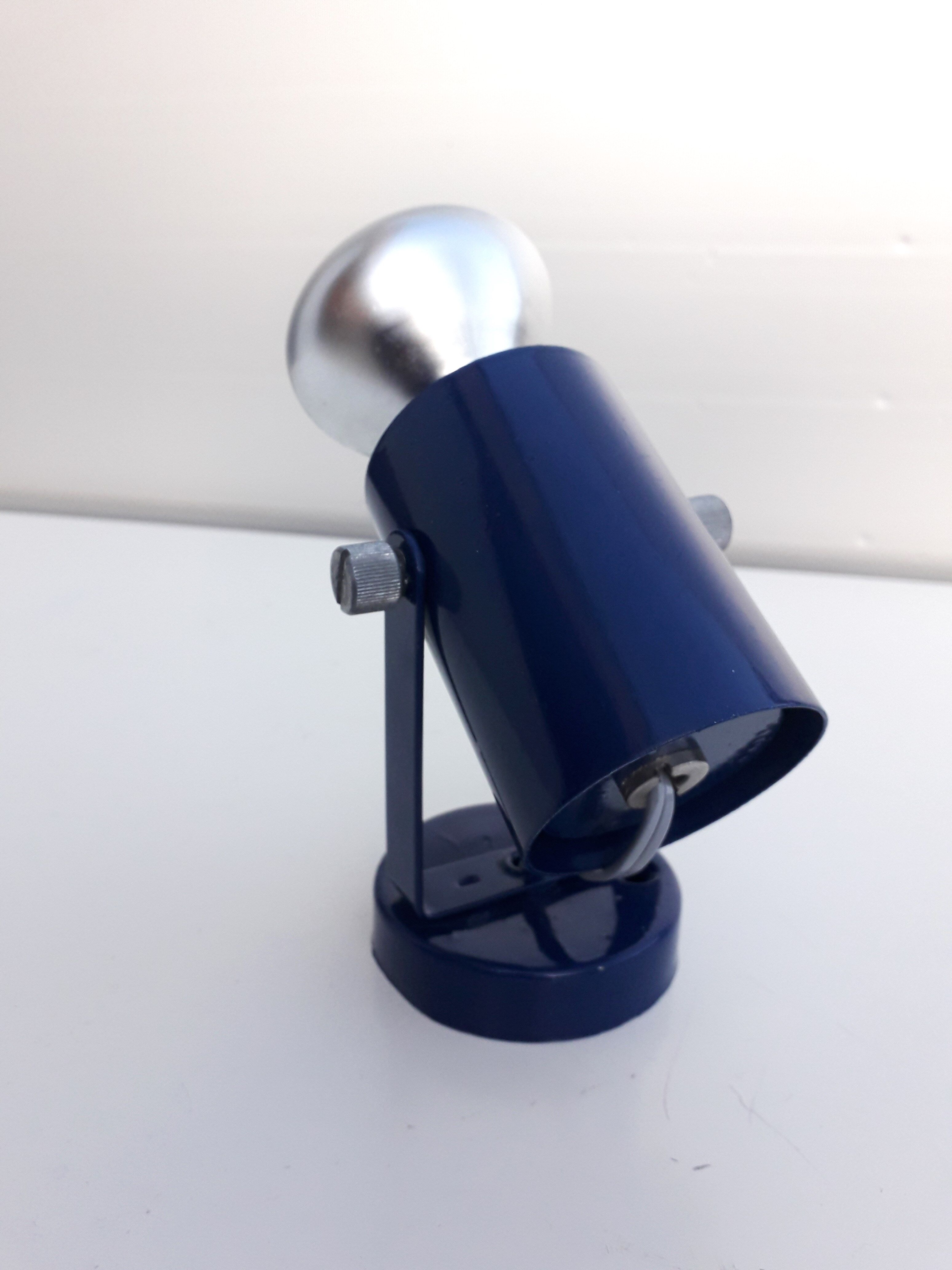 Vintage wall lamp blue lacquered 1970