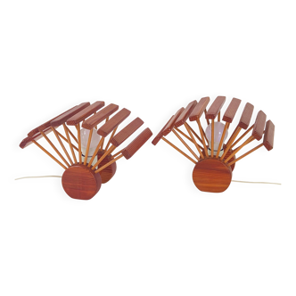 Pair of vintage lamps by Pierre Chapo in pine, 1960.