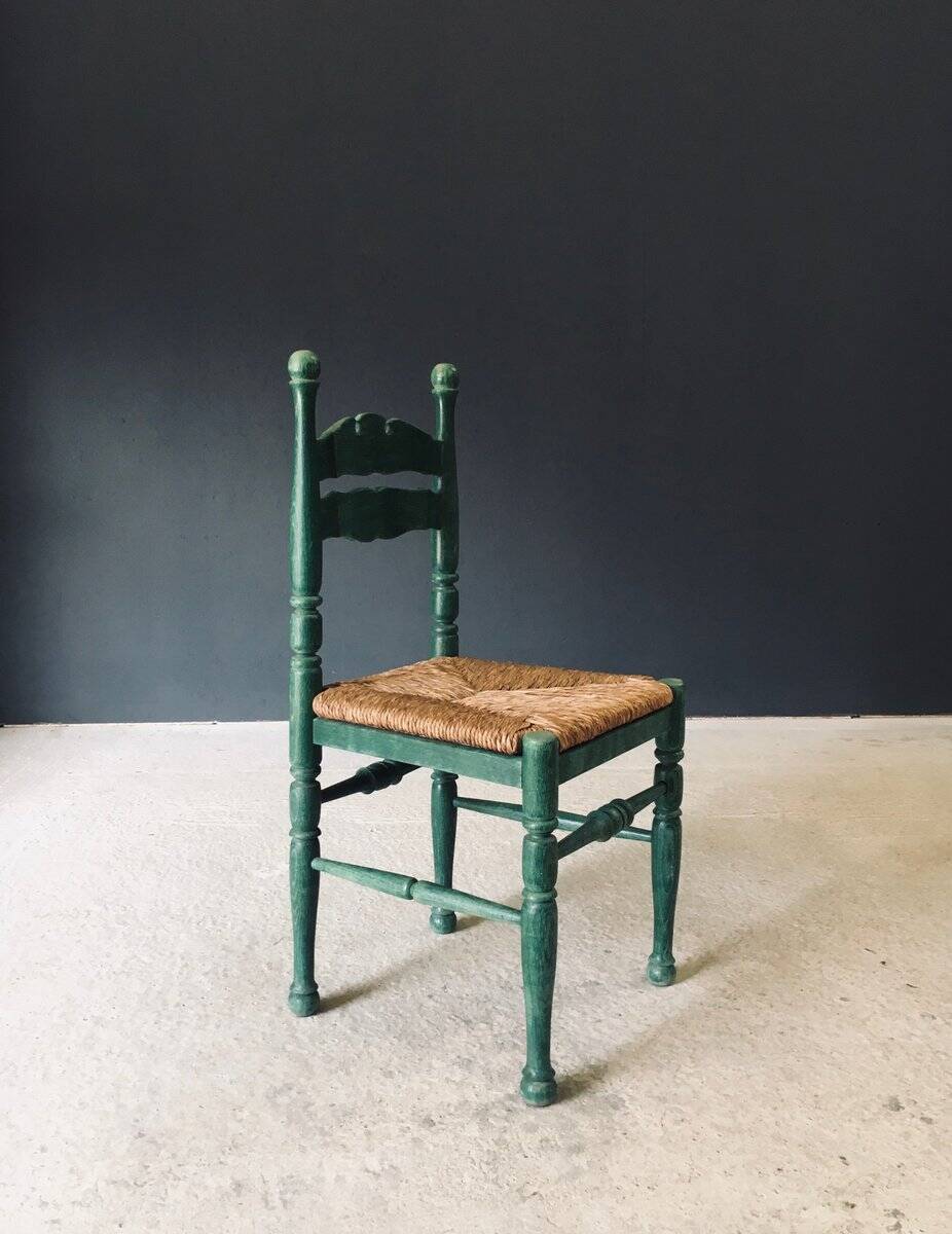 Rustic Austrian Alps Green Side Chairs, Austria, 1950s, Set of 2