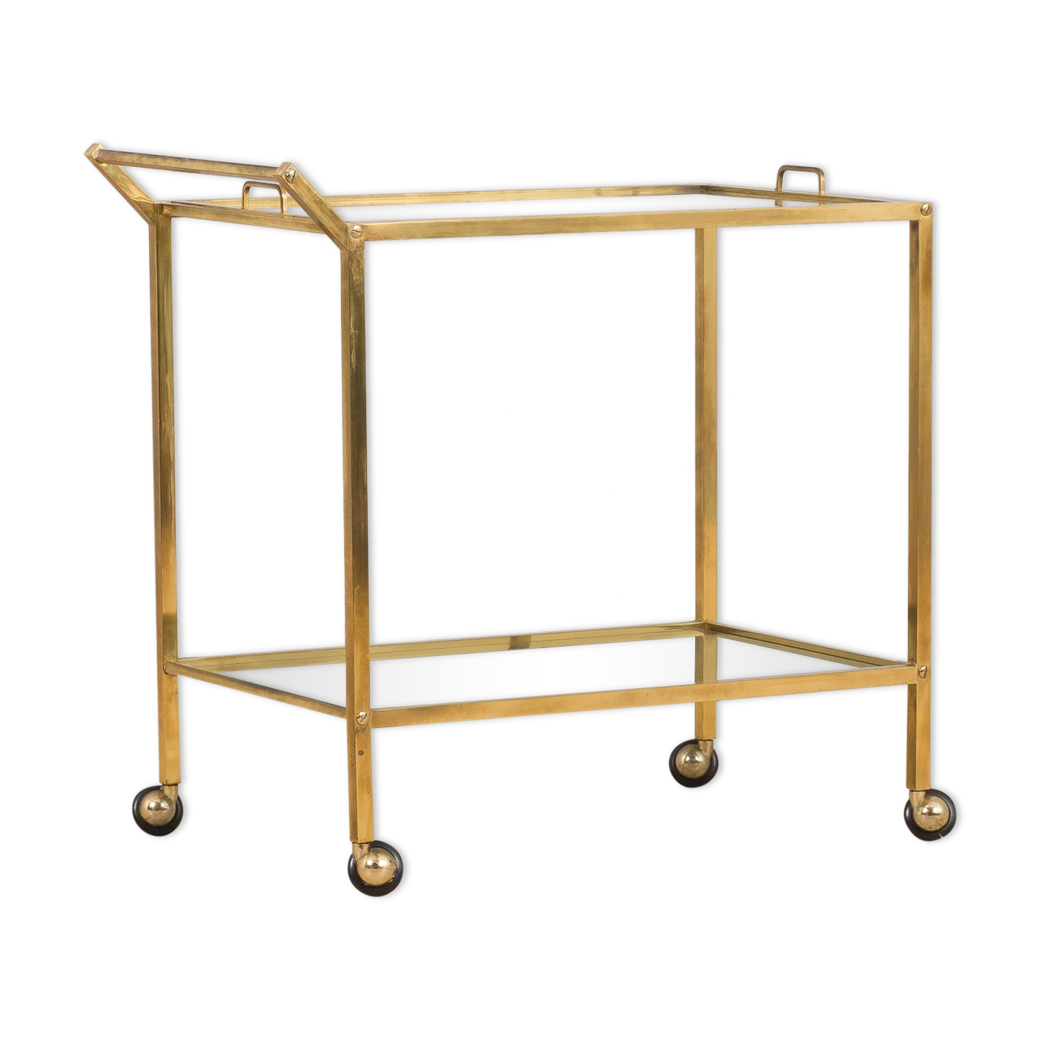 Mid-century italian brass bar cart with portable tray, 1960s