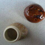 Signed ceramic mustard pot in the shape of a cep