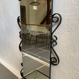 Vintage entrance mirror wrought iron with tablet  38x105cm