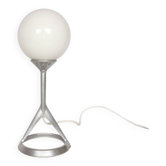 Opaline sphere lamp, chrome steel, postmodern, 1980