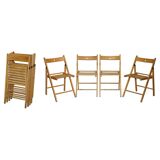 Set of 4 folding steamer chairs in oak from around 1940.
