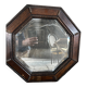 Antique octagonal mirror in dark wood – pearl decoration