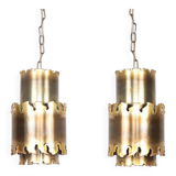 Set of 2 vintage Holm Sorensen brass pendant lamps 6400