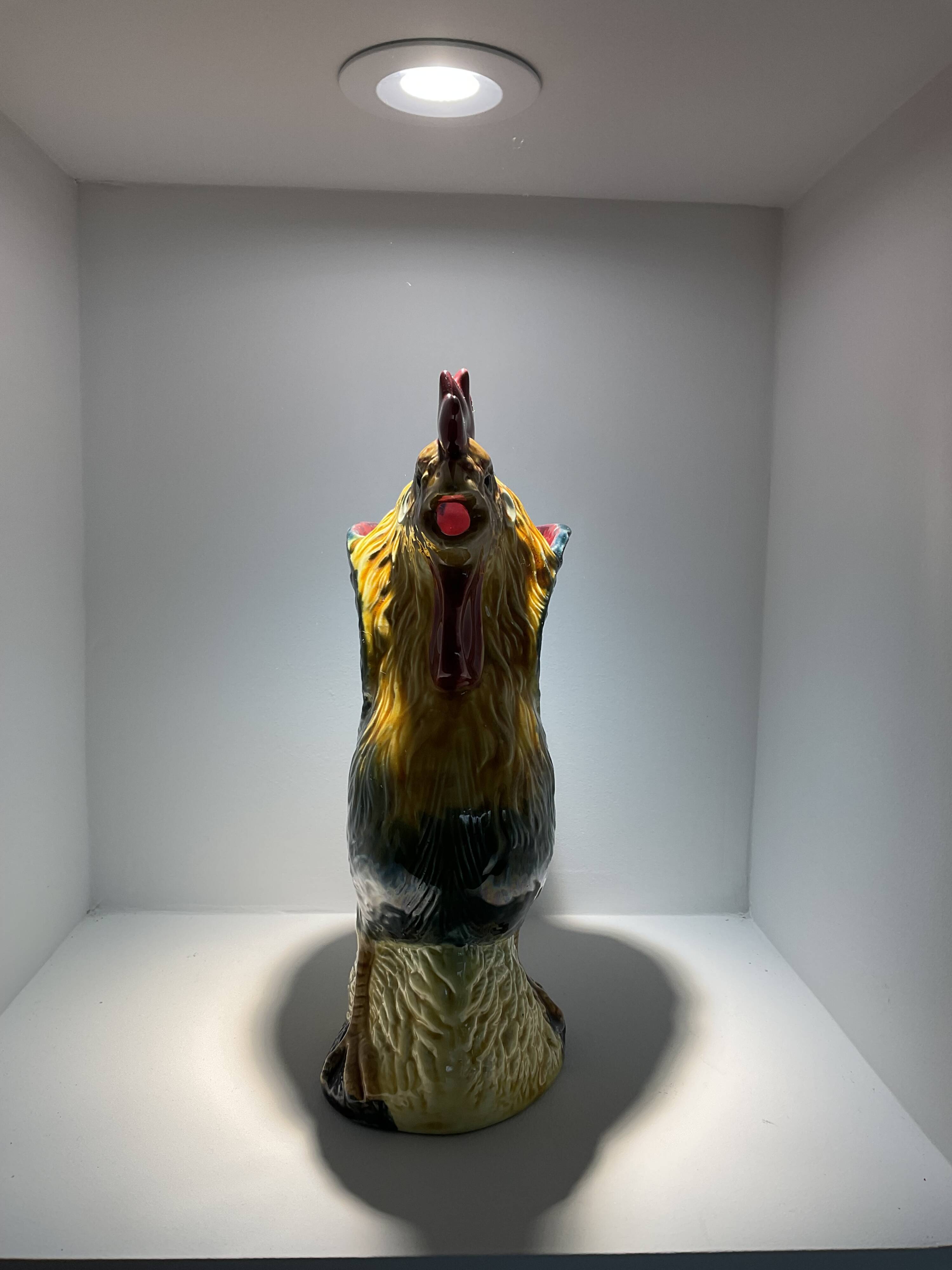 Rooster pitcher. Barbotine. Orchies