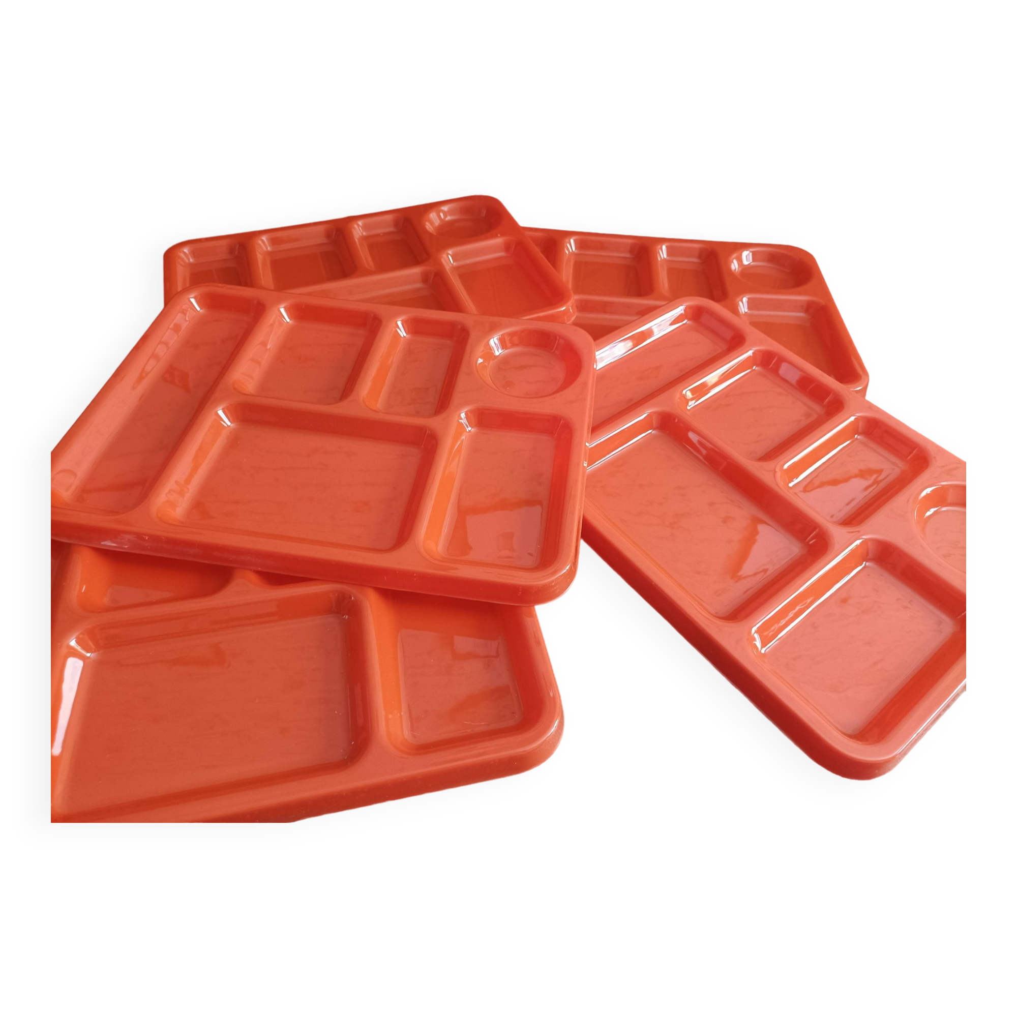 Lot of 5 Compartment Meal Trays, 1970s New
