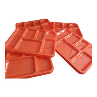 Lot of 5 Compartment Meal Trays, 1970s New
