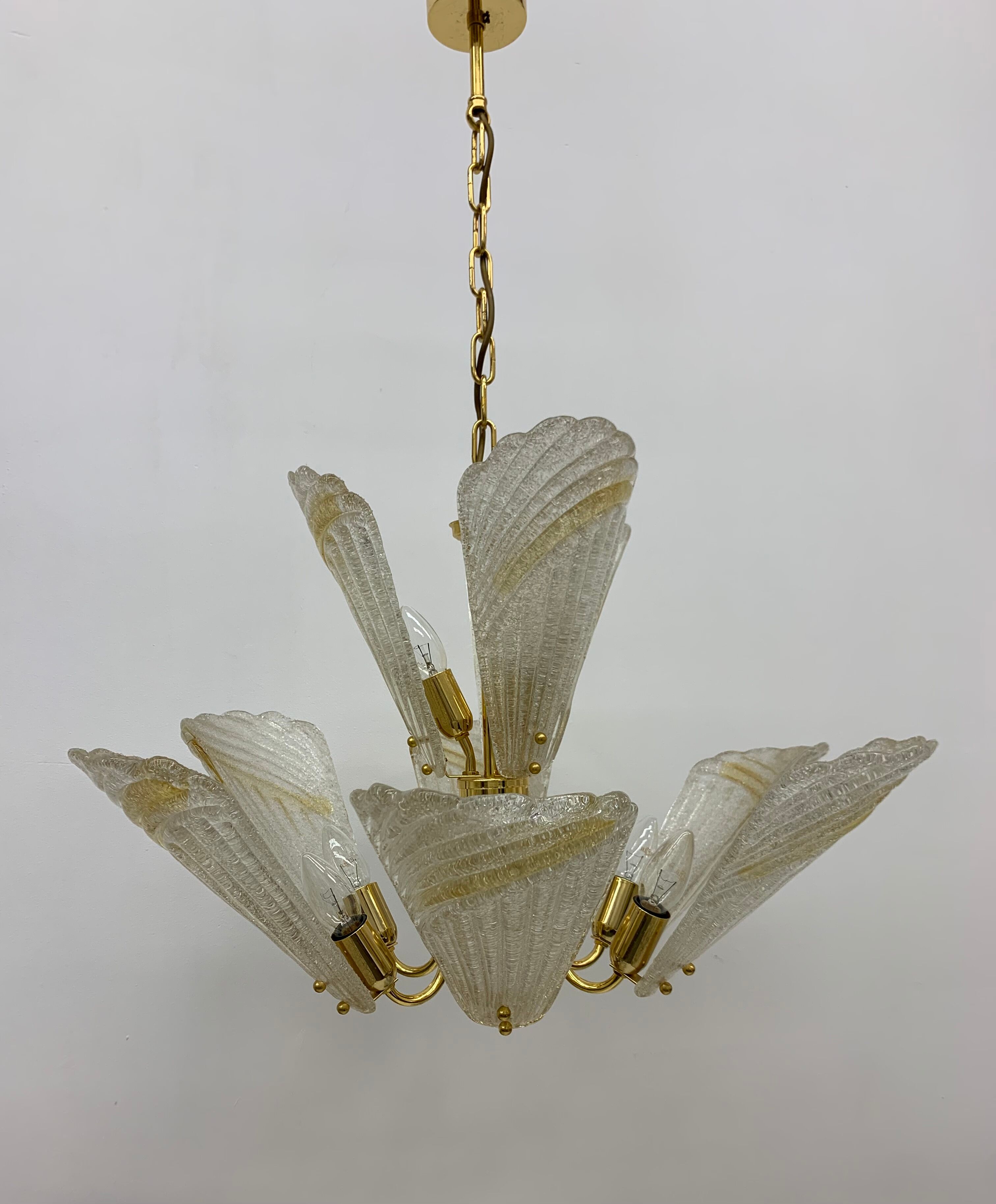 Italian murano glass chandelier hollywood regency design , 1970