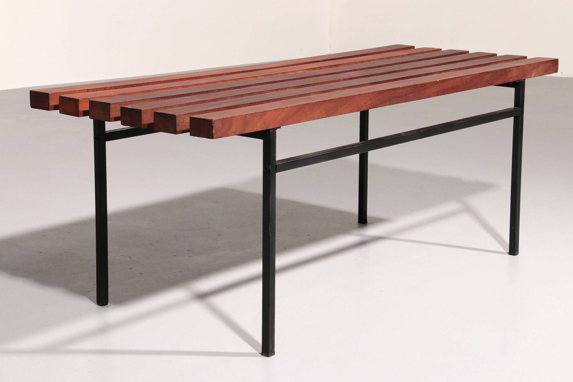 Mid-Century Meranti Wood Bench 1960 Italy