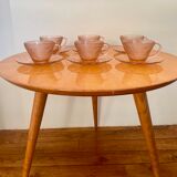 Coffee service of 6 cups in vintage pink glass