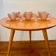 Coffee service of 6 cups in vintage pink glass