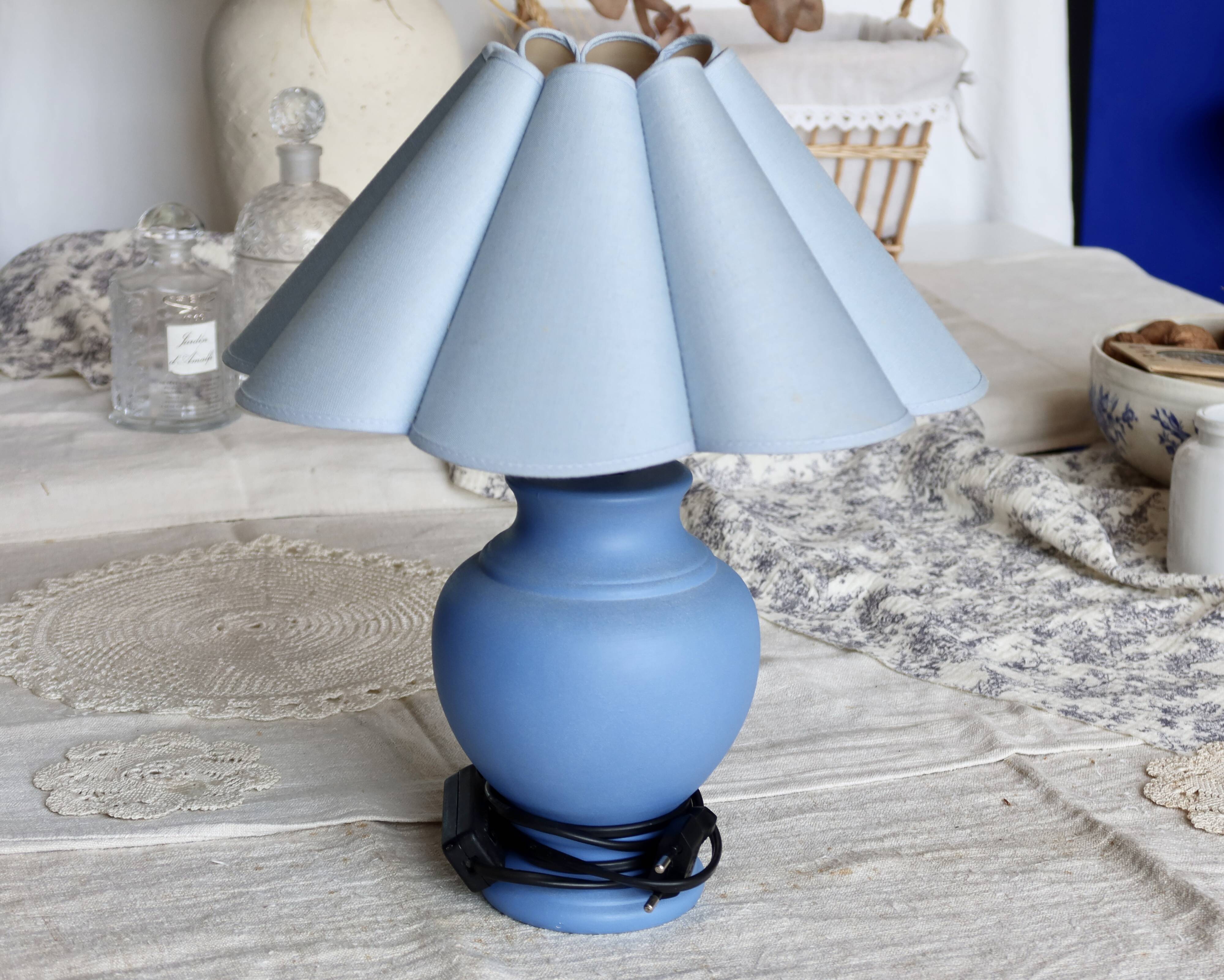 Vintage blue coastal style bedside lamp