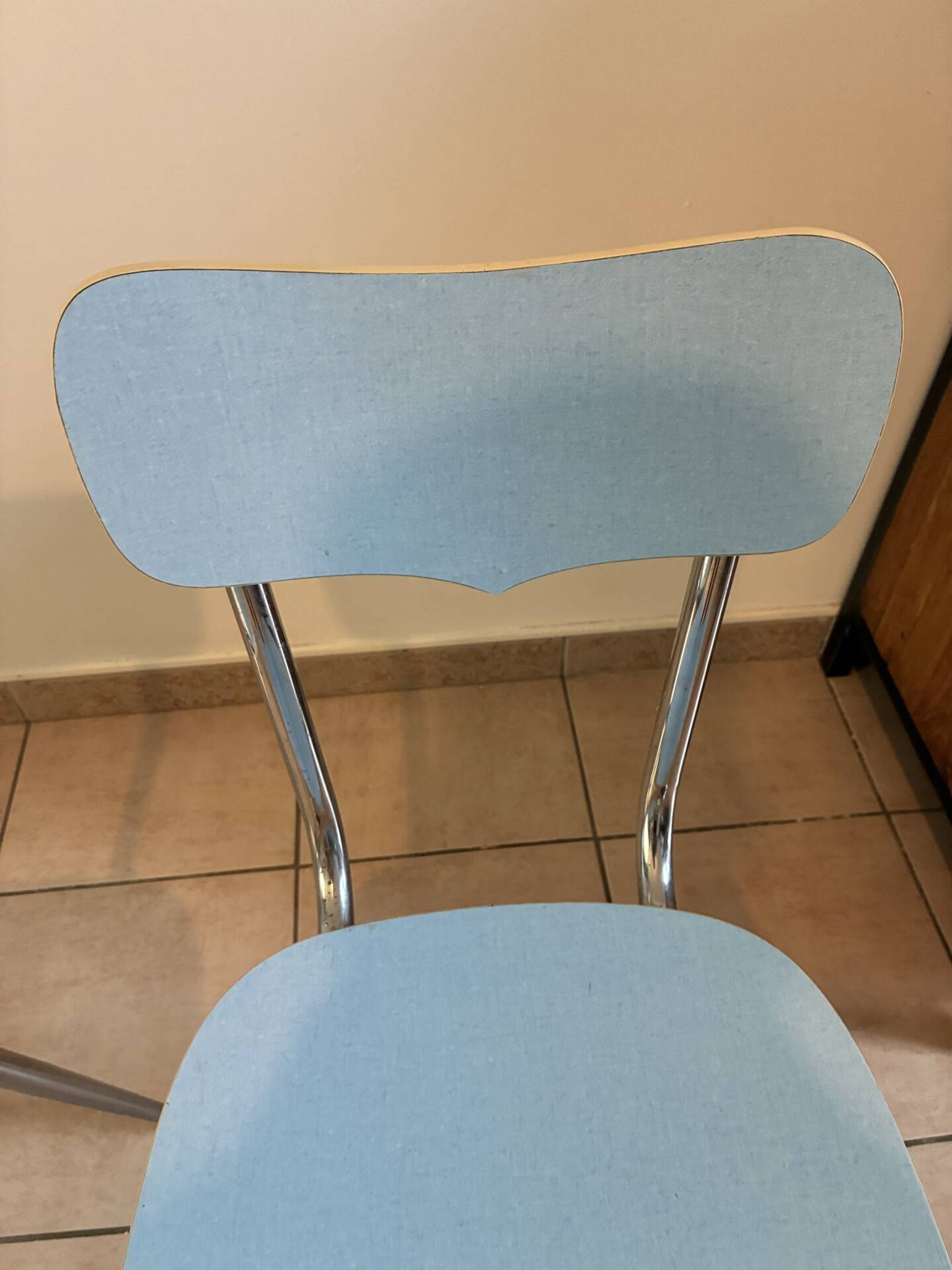 Blue Formica chair from the 70s "Peugeot"
