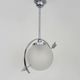 Suspension in chromed metal and glass, space age, arrow crossing a globe. Seventies