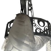 Art Deco, 4-light chandelier, wrought iron, pressed glass, Dugué Negra, circa 1930.