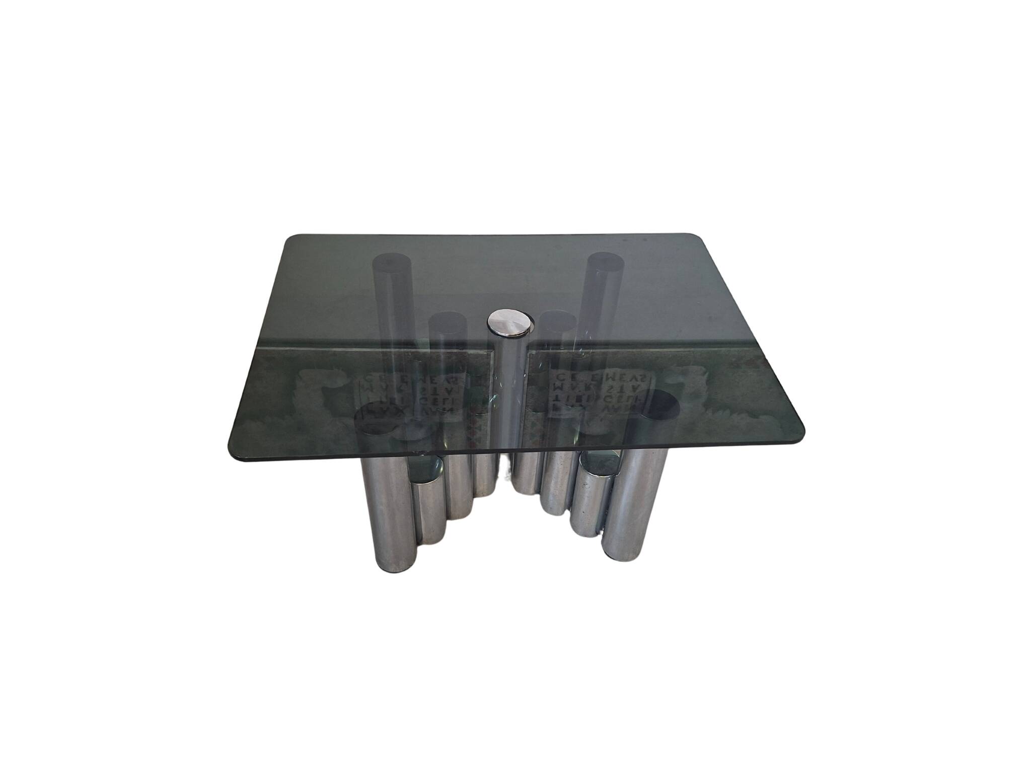 Tavolino Marco Zanuso - Design anni '70 - Cromo e Vetro Fumè