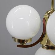 Art Deco brass chandelier with opaline glass, Czechoslovakia, 1930s
