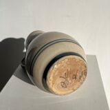 Off-white glossy ceramic decanter, hand-painted gray blue patterns H:20cm