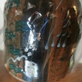 Colored ceramic vase dated and signed vintage