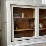 Library showcase ivory white sliding doors