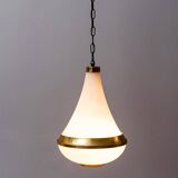 Lampadario a sospensione vetro opalino ottone anni ’50 vintage