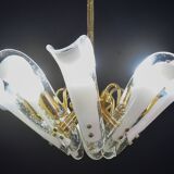 Murano white glass petal chandelier