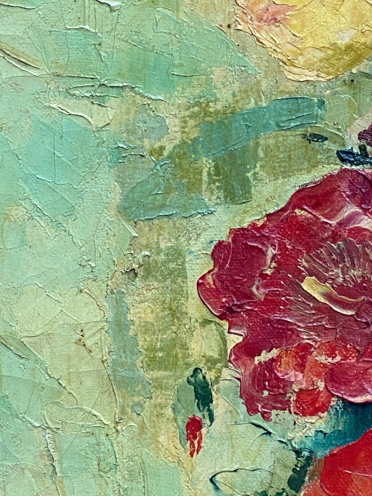 Huile william marcel clochard bouquet de fleurs roses coquelicots