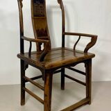Bonnet de Lettré model chairs in elm, Chinese design, 1900