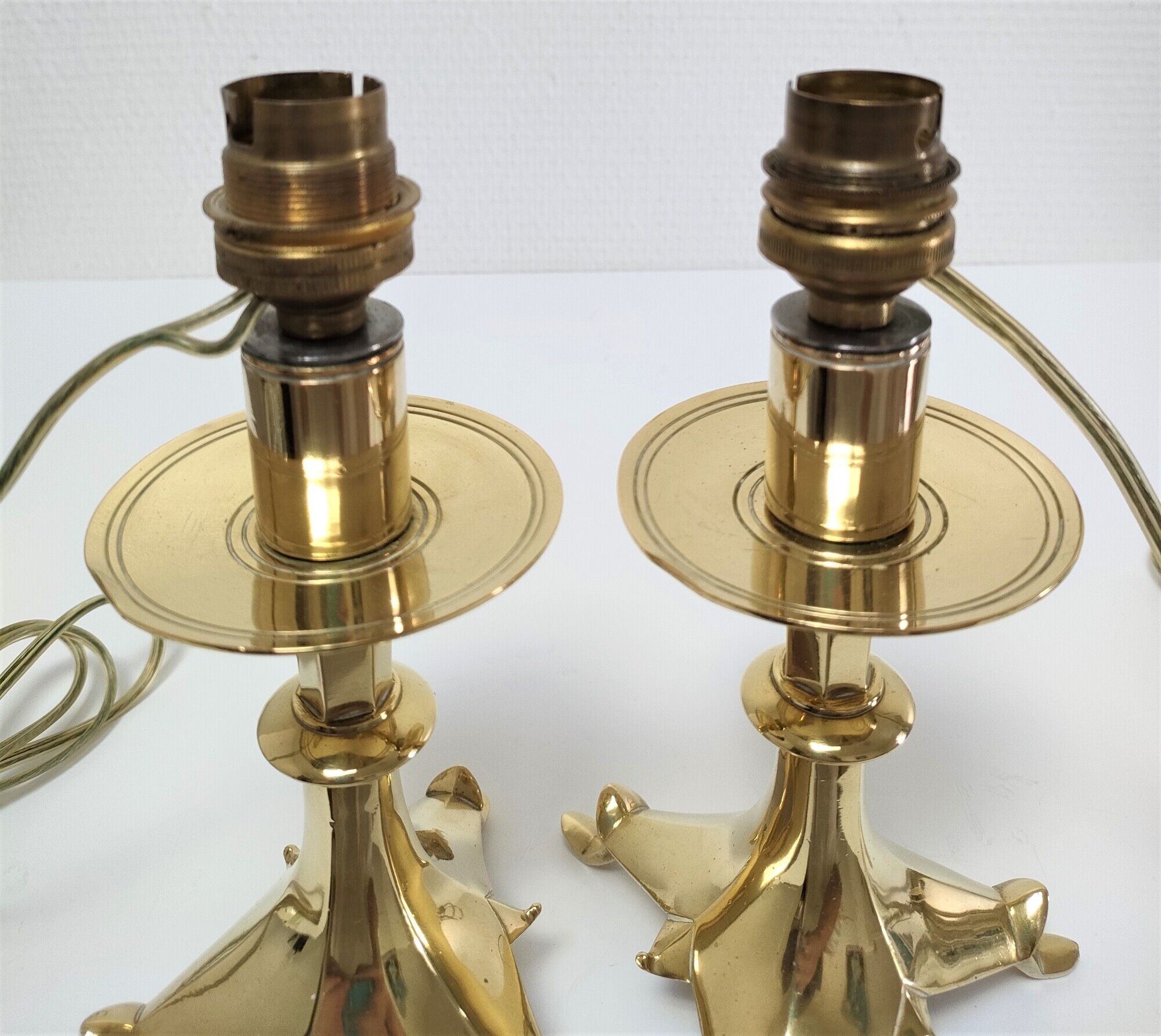 Pair of tripod lamps gilded bronze fondeur Poussielgue-Rusand