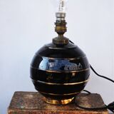 Black Sphere Table Lamp in the style of Jacques Adnet