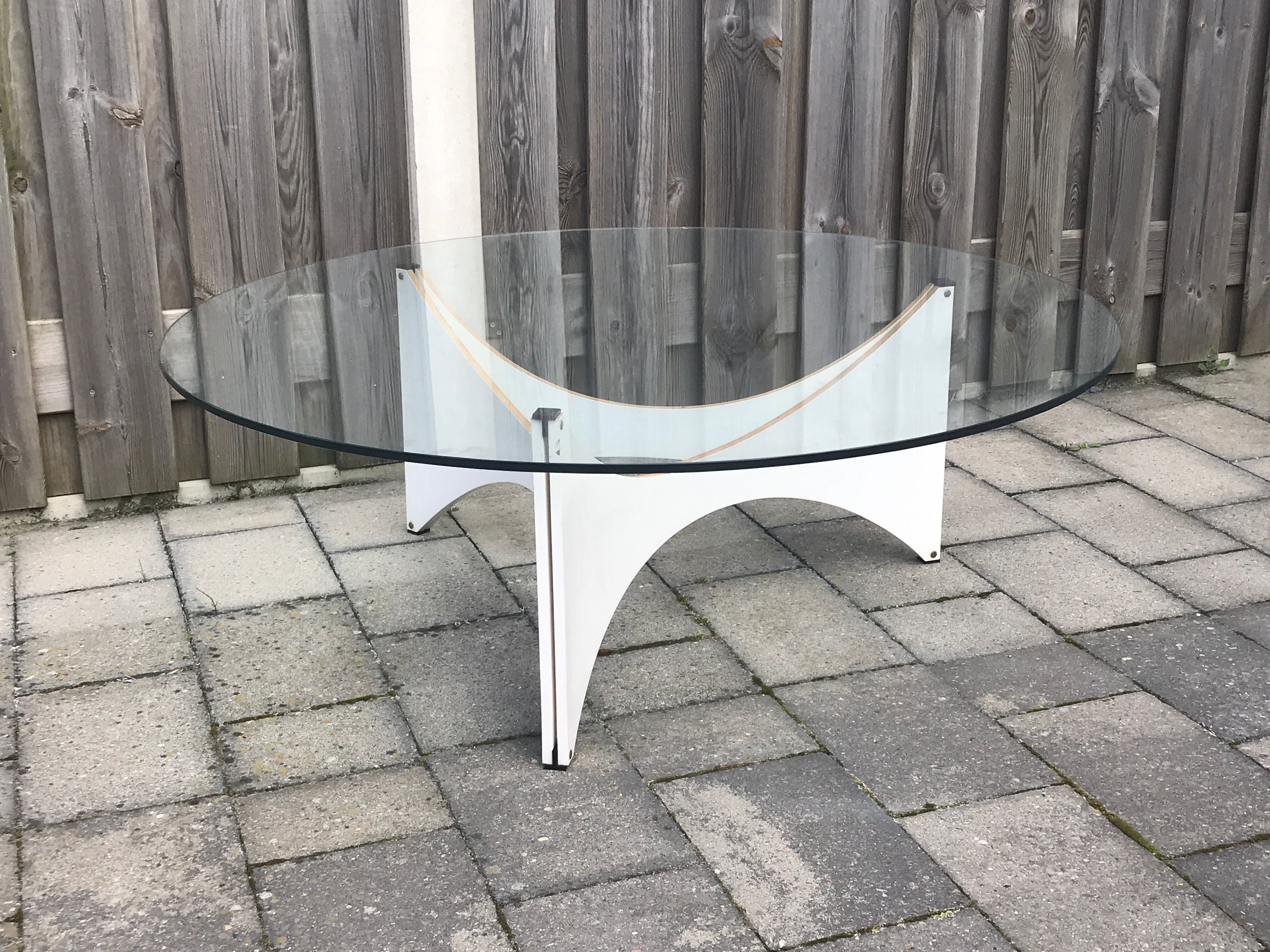 TZ75 round glass coffee table by Werner Blaser for 't Spectrum 1960s