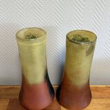 According to Legras: Pair of stained glass roller vases