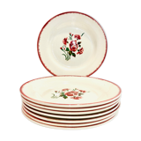 8 plates faience bordeaux-collection bouquet fleuri - digoin sarreguemines -retro-cuisine-vintage