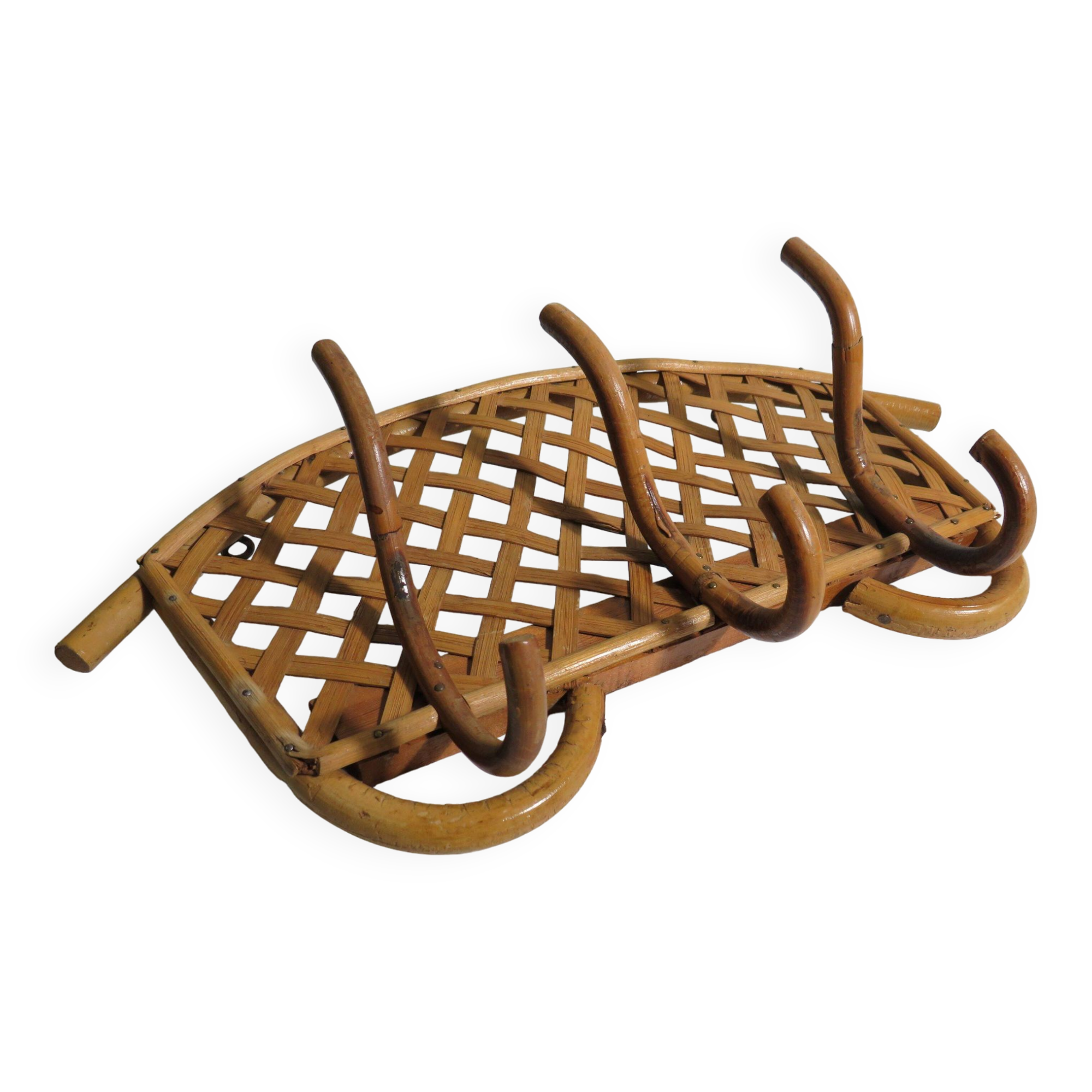 Porte-manteau mural vintage en bambou , Italie 1960-1970