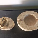 Travertine lighter and ashtray set Cerri Nestore Italy