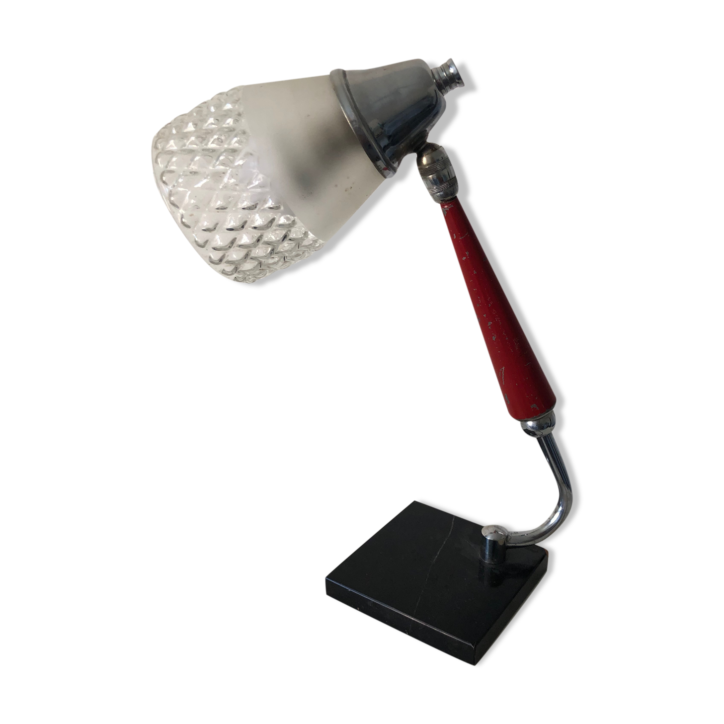 Desk lamp marble 30cm vintage 1950