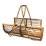 Vintage rattan log holder