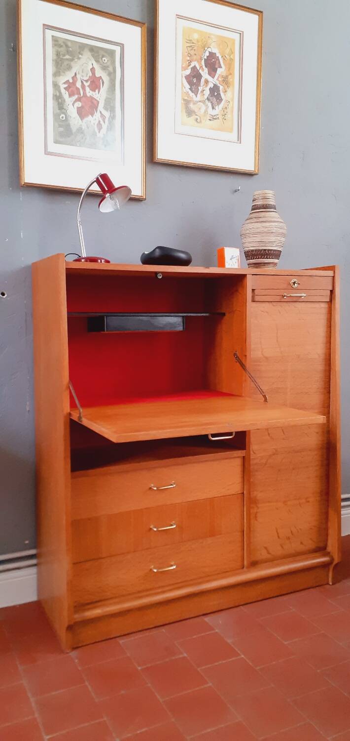 Meuble de bureau vintage année 50 en chêne