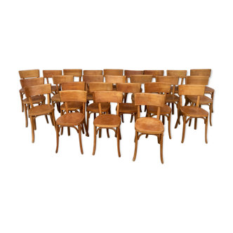 Set of 25 chairs Bistro Baumann bentwood year 1950 / 1960. vintage