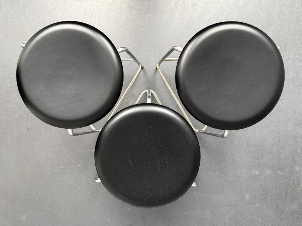 Set of 3 high Dot bar stools by Arne Jacobsen for Fritz Hansen, Denmark, 1968